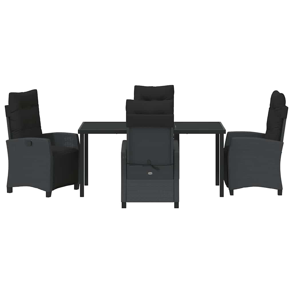 Garten Essgruppe mit Kissen 5 pcs Schwarz Poly-Rattan