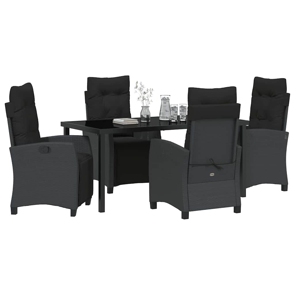 Garten Essgruppe mit Kissen 5 pcs Schwarz Poly-Rattan