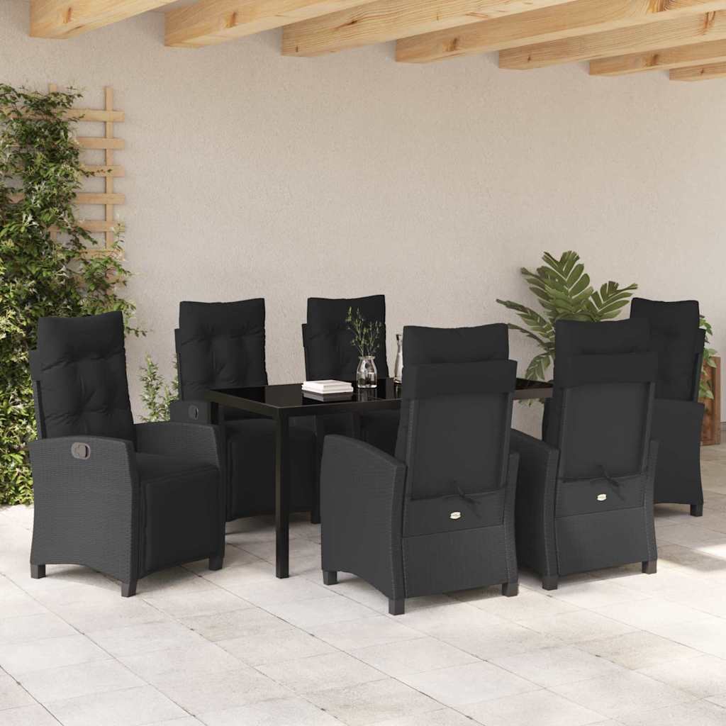 Garten Essgruppe mit Kissen 7 pcs Schwarz Poly-Rattan