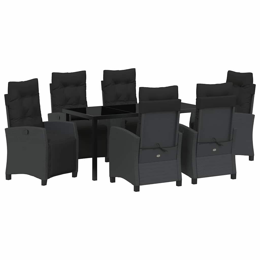Garten Essgruppe mit Kissen 7 pcs Schwarz Poly-Rattan