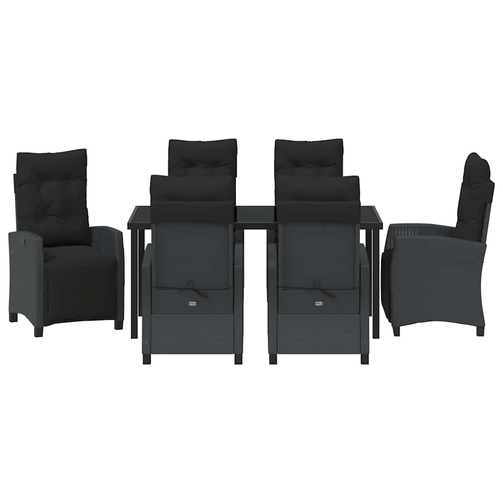 Garten Essgruppe mit Kissen 7 pcs Schwarz Poly-Rattan