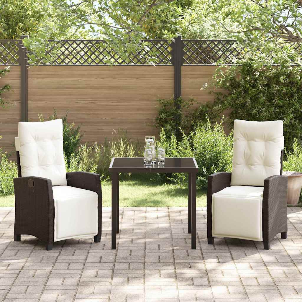 Garten Essgruppe mit Kissen 3 pcs Braun Poly-Rattan