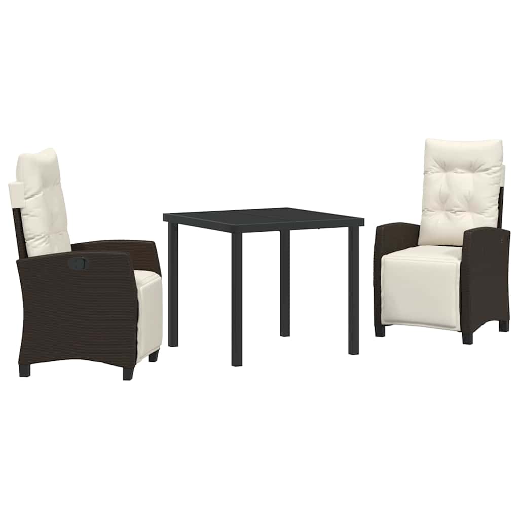 Garten Essgruppe mit Kissen 3 pcs Braun Poly-Rattan