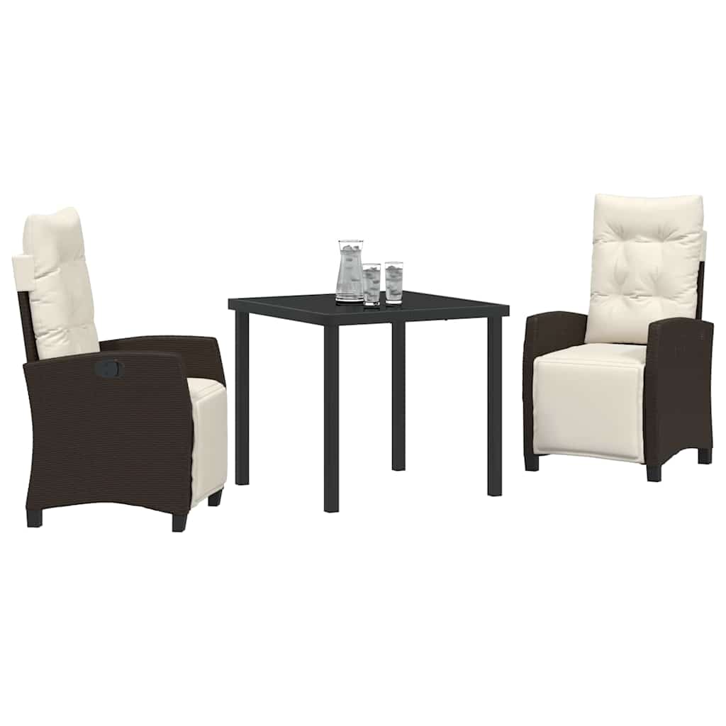 Garten Essgruppe mit Kissen 3 pcs Braun Poly-Rattan