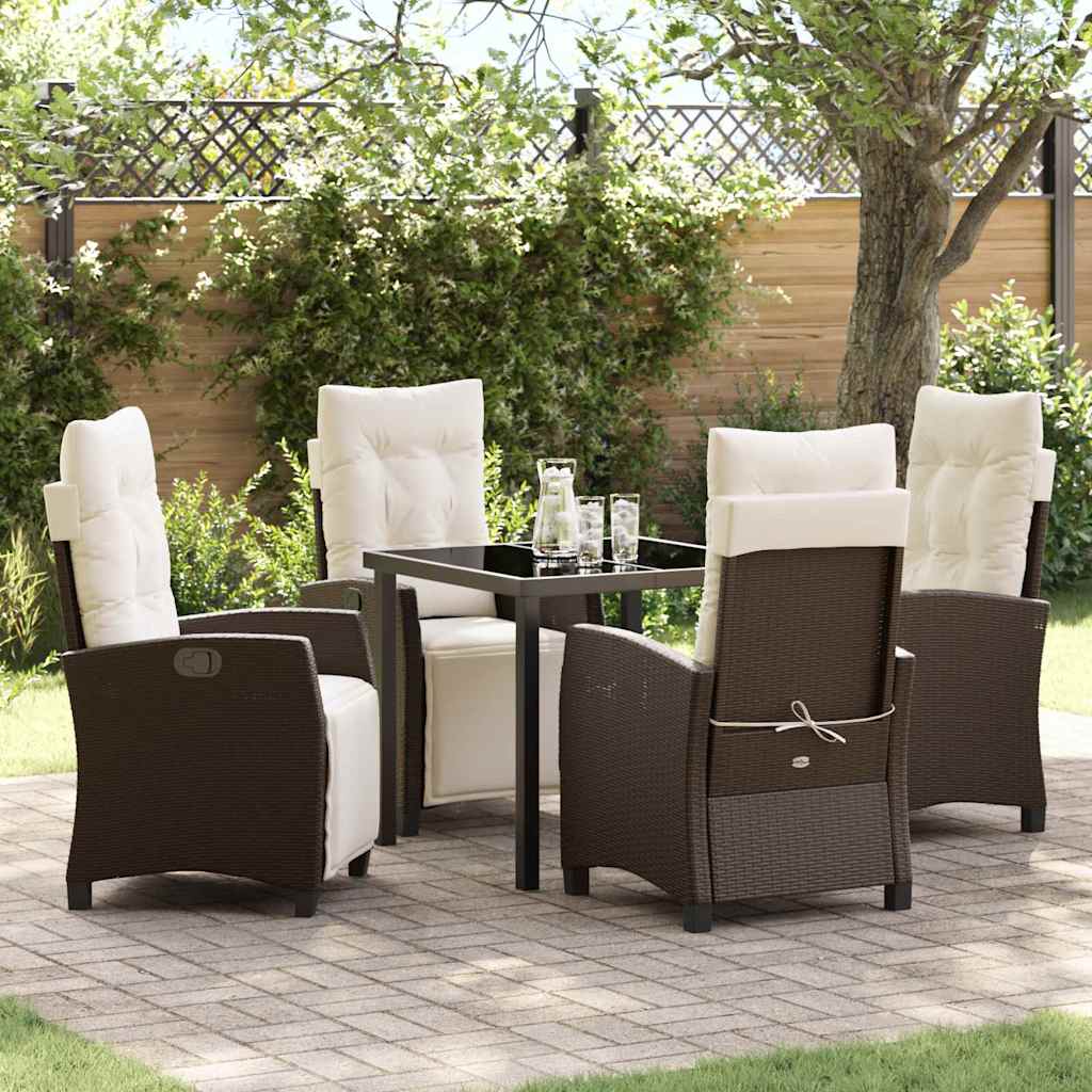 Garten Essgruppe mit Kissen 5 pcs Braun Poly-Rattan
