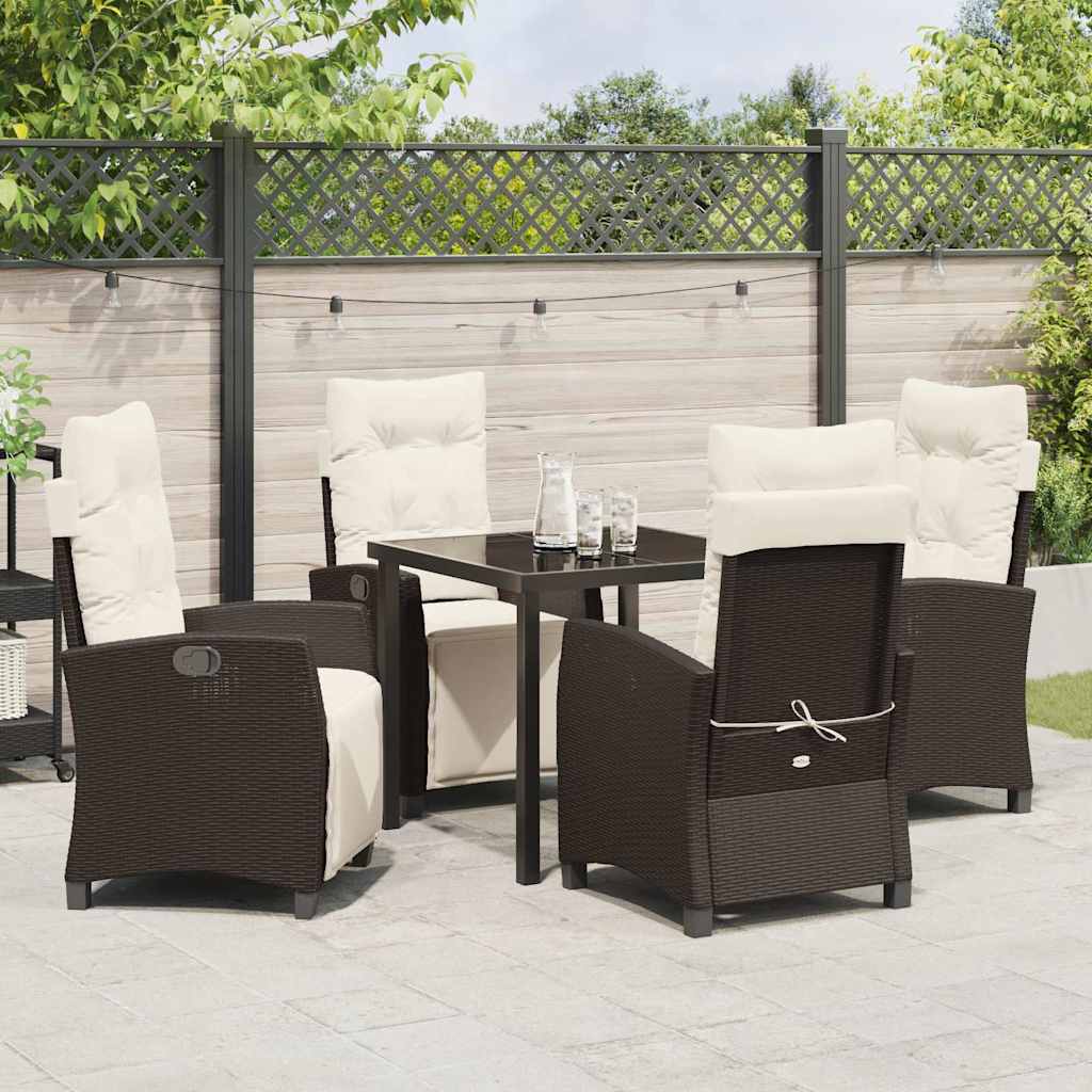 Garten Essgruppe mit Kissen 5 pcs Braun Poly-Rattan