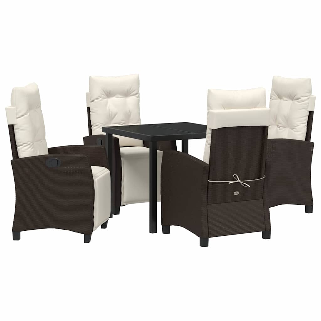 Garten Essgruppe mit Kissen 5 pcs Braun Poly-Rattan