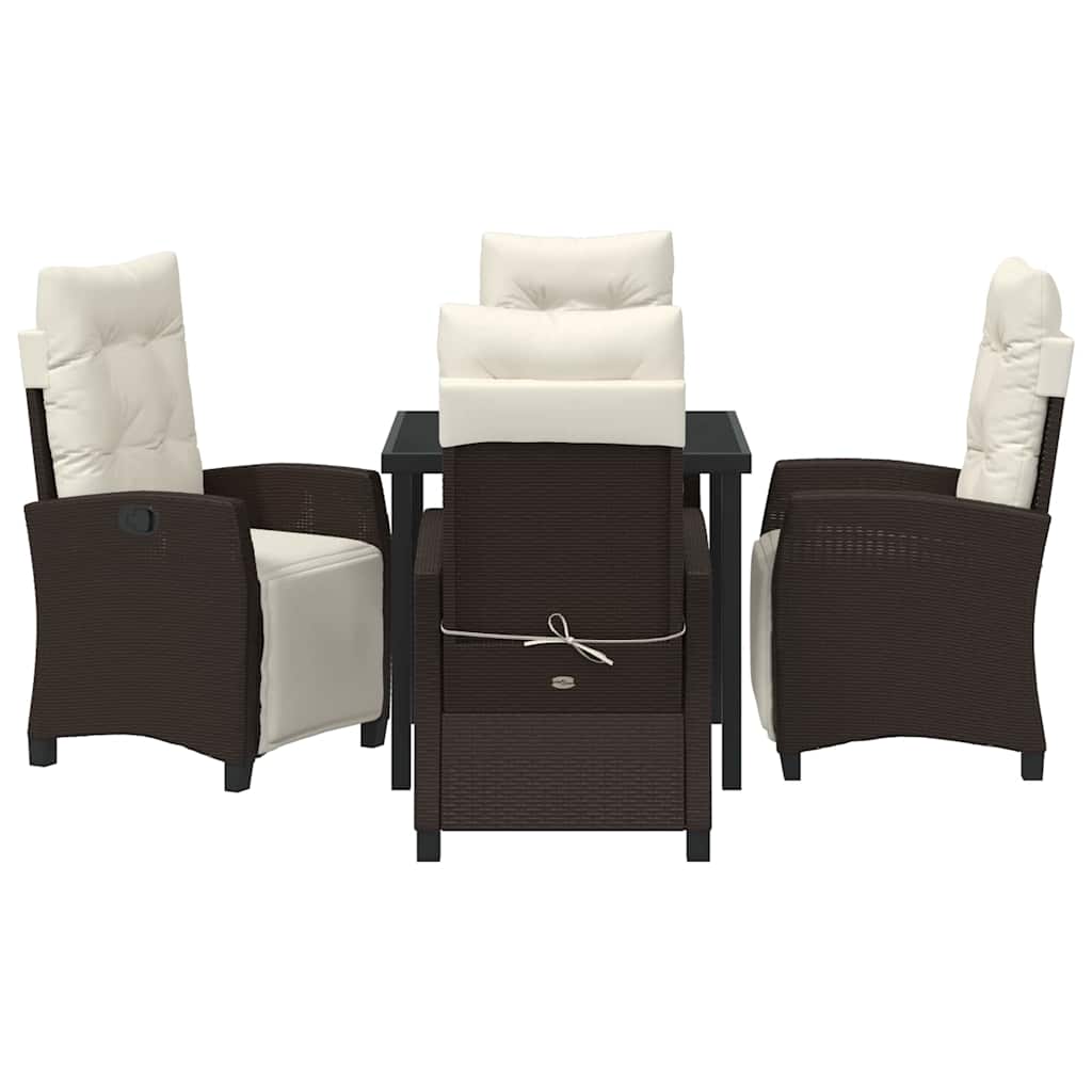 Garten Essgruppe mit Kissen 5 pcs Braun Poly-Rattan