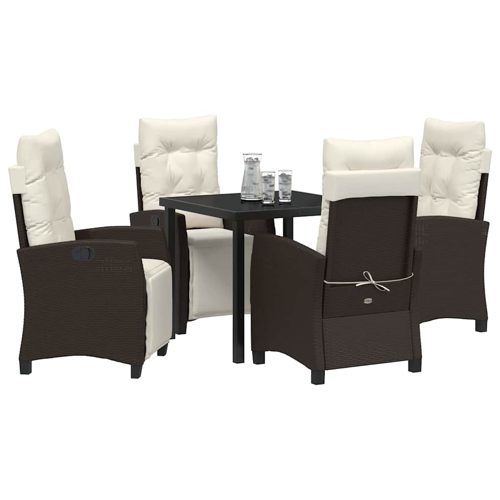 Garten Essgruppe mit Kissen 5 pcs Braun Poly-Rattan