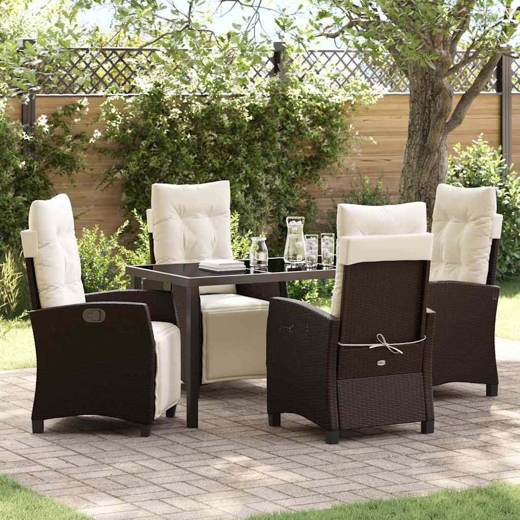 Garten Essgruppe mit Kissen 5 pcs Braun Poly-Rattan