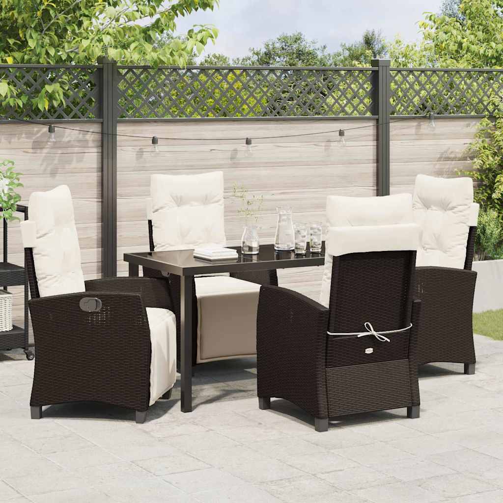 Garten Essgruppe mit Kissen 5 pcs Braun Poly-Rattan