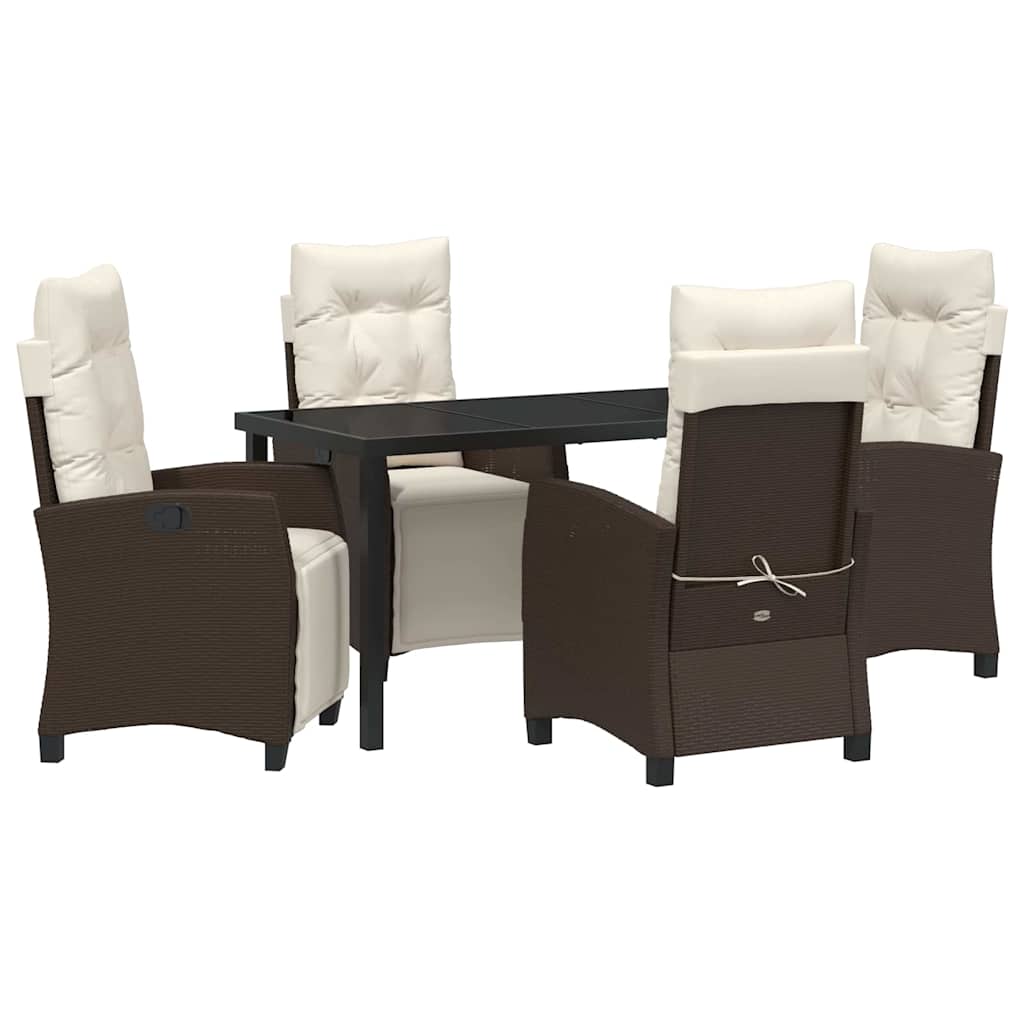 Garten Essgruppe mit Kissen 5 pcs Braun Poly-Rattan