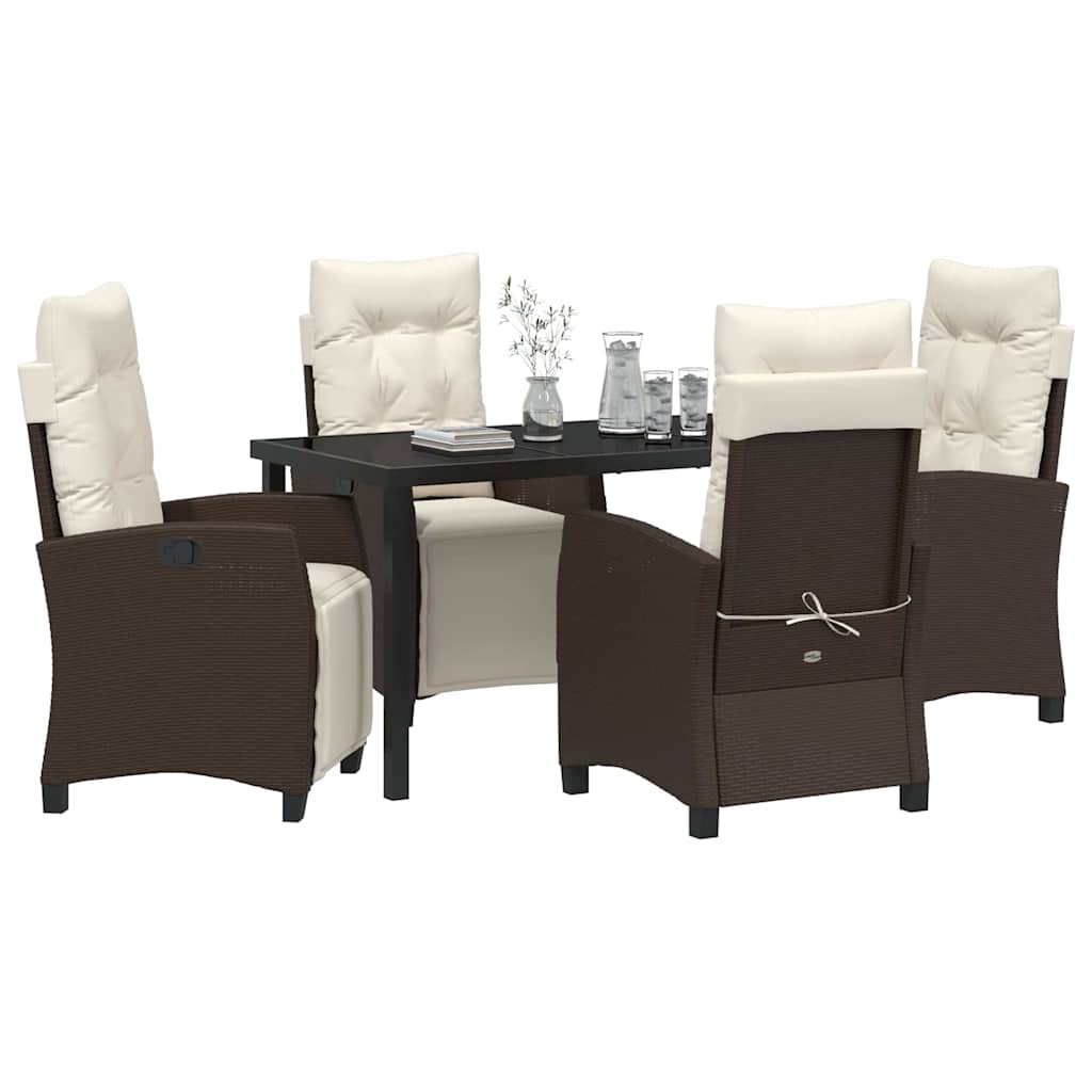 Garten Essgruppe mit Kissen 5 pcs Braun Poly-Rattan