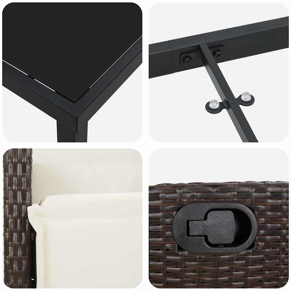 Garten Essgruppe mit Kissen 5 pcs Braun Poly-Rattan