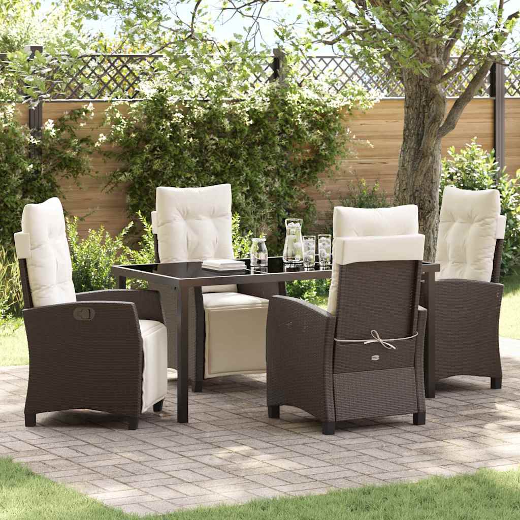 Garten Essgruppe mit Kissen 5 pcs Braun Poly-Rattan