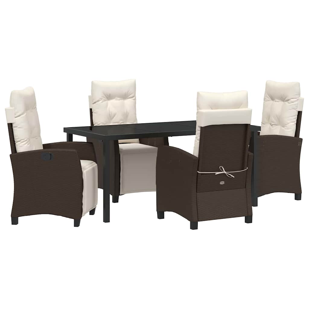Garten Essgruppe mit Kissen 5 pcs Braun Poly-Rattan