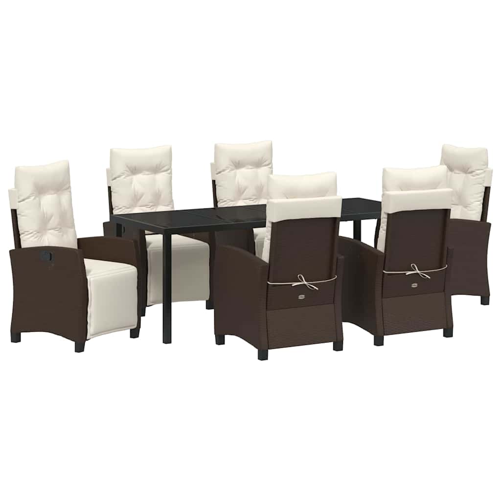Garten Essgruppe mit Kissen 7 pcs Braun Poly-Rattan