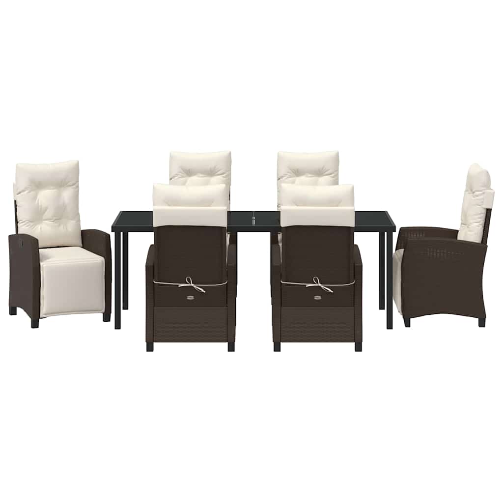 Garten Essgruppe mit Kissen 7 pcs Braun Poly-Rattan