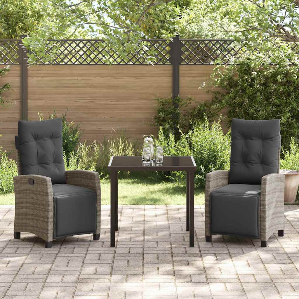 Garten Essgruppe mit Kissen 3 pcs Grau Poly-Rattan