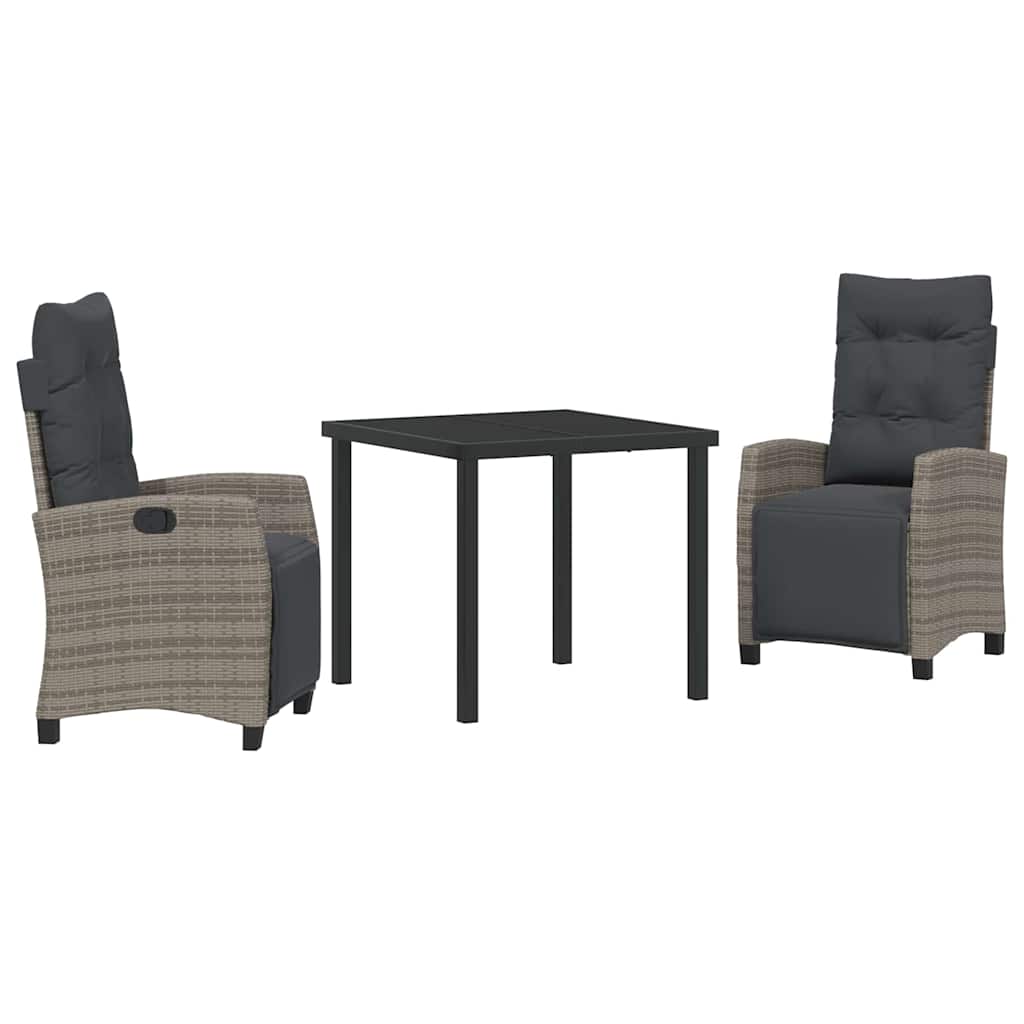 Garten Essgruppe mit Kissen 3 pcs Grau Poly-Rattan