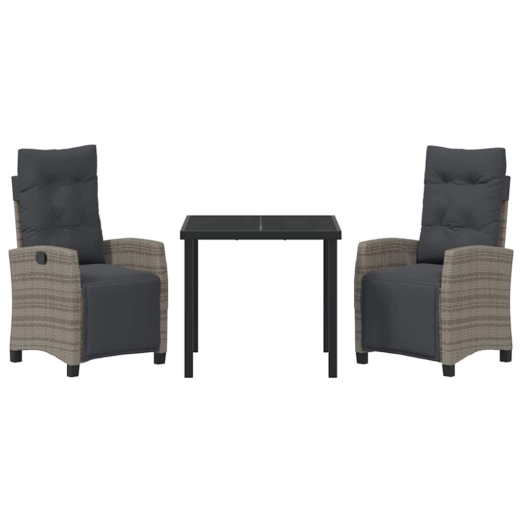 Garten Essgruppe mit Kissen 3 pcs Grau Poly-Rattan