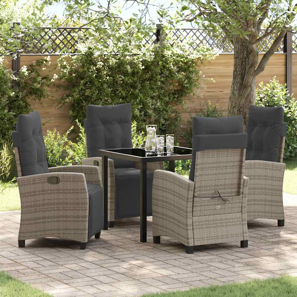 Garten Essgruppe mit Kissen 5 pcs Grau Poly-Rattan