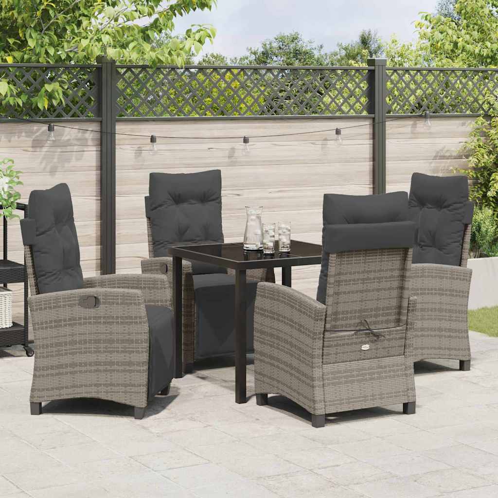 Garten Essgruppe mit Kissen 5 pcs Grau Poly-Rattan