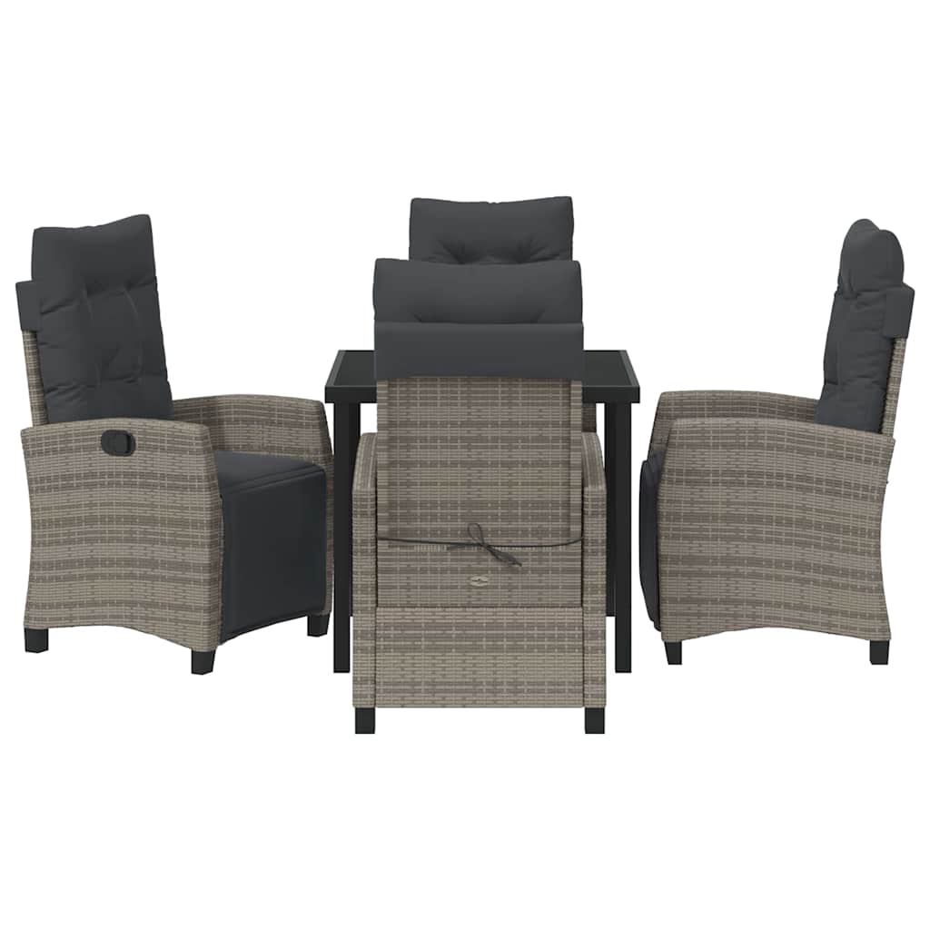 Garten Essgruppe mit Kissen 5 pcs Grau Poly-Rattan