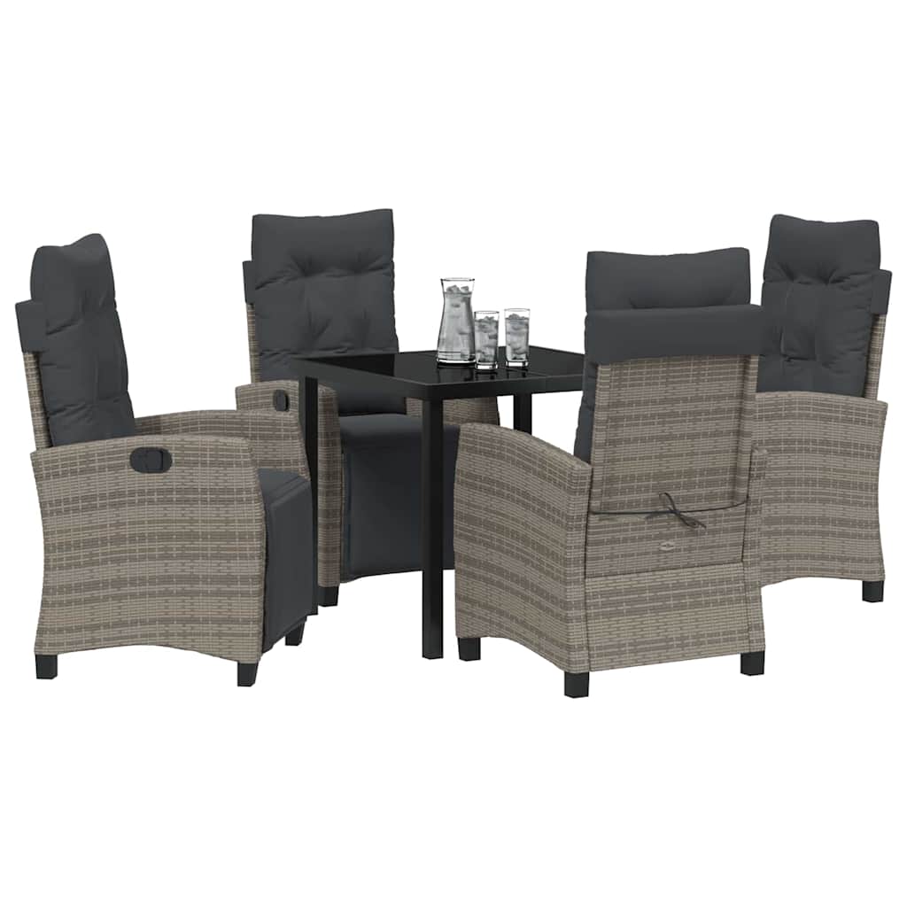 Garten Essgruppe mit Kissen 5 pcs Grau Poly-Rattan