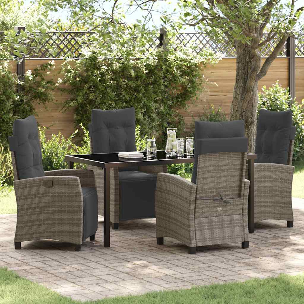 Garten Essgruppe mit Kissen 5 pcs Grau Poly-Rattan