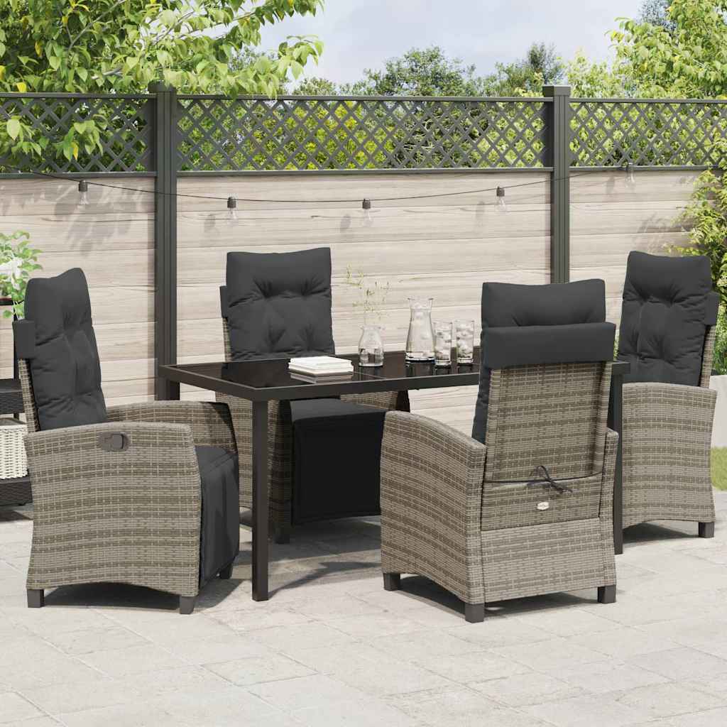 Garten Essgruppe mit Kissen 5 pcs Grau Poly-Rattan