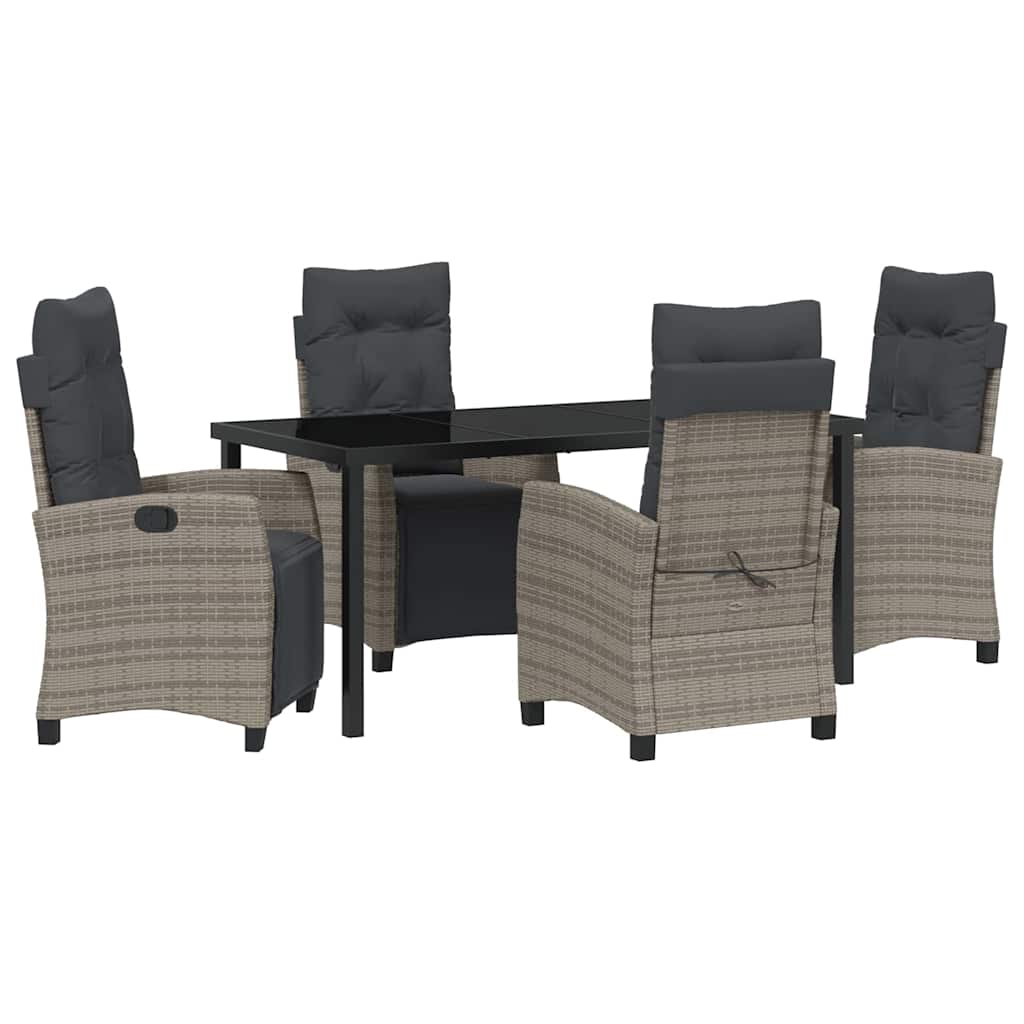 Garten Essgruppe mit Kissen 5 pcs Grau Poly-Rattan