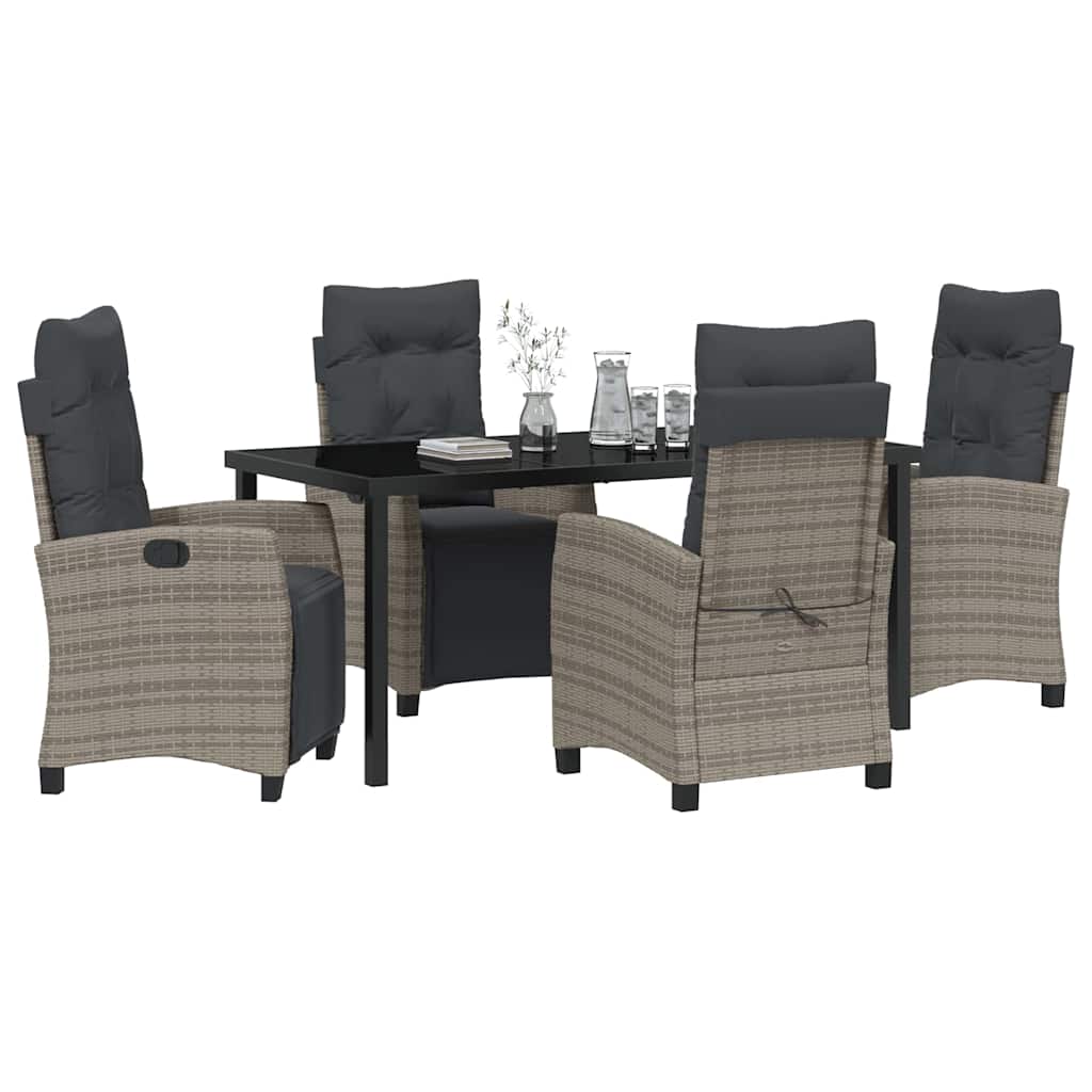 Garten Essgruppe mit Kissen 5 pcs Grau Poly-Rattan