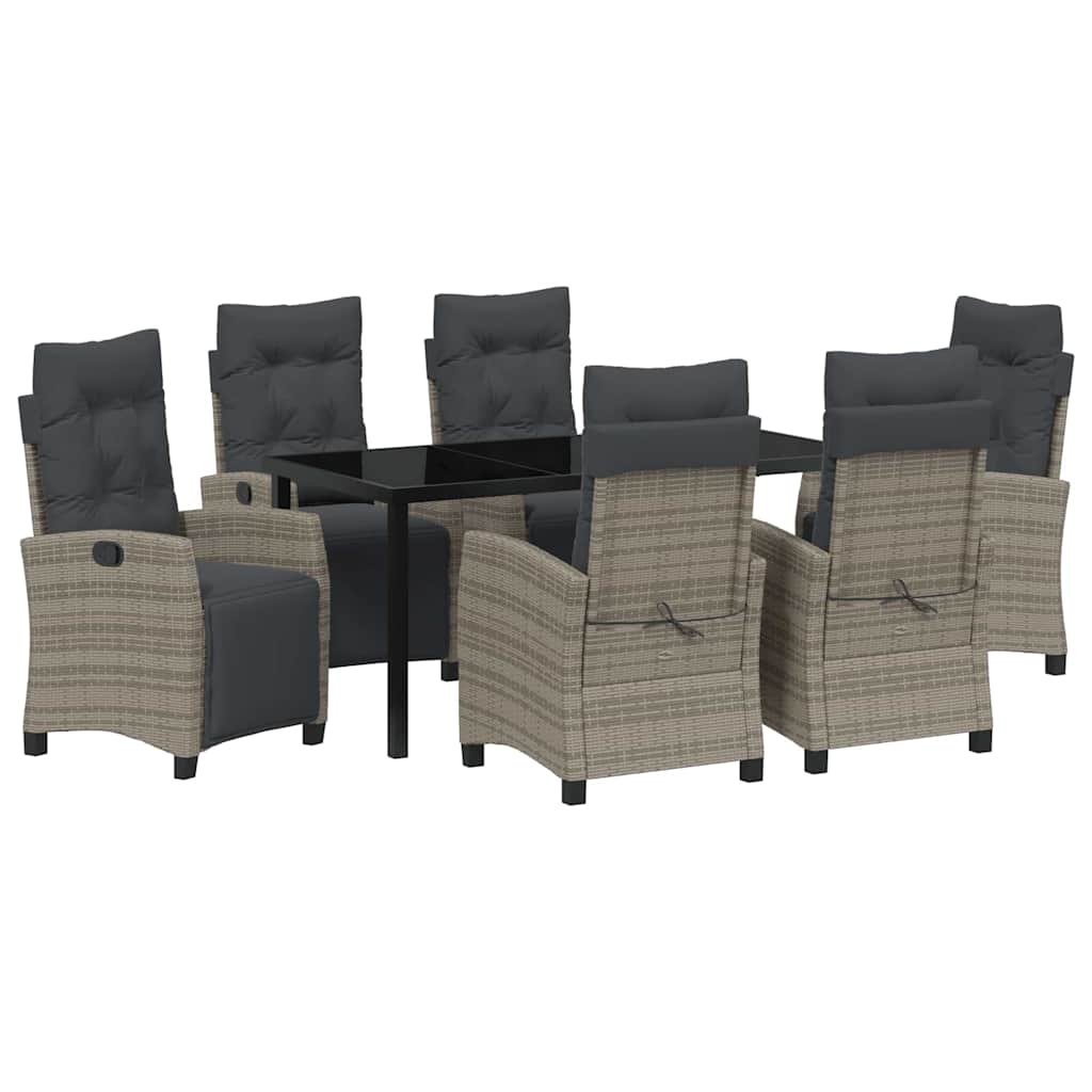 Garten Essgruppe mit Kissen 7 pcs Grau Poly-Rattan