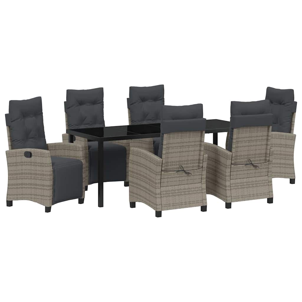 Garten Essgruppe mit Kissen 7 pcs Grau Poly-Rattan