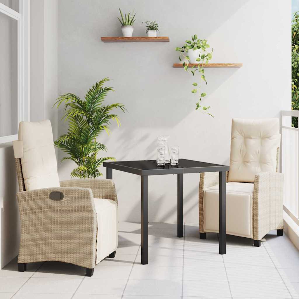 Garten Essgruppe mit Kissen 3 pcs Beige Poly-Rattan