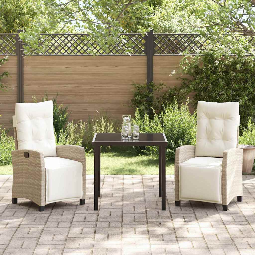 Garten Essgruppe mit Kissen 3 pcs Beige Poly-Rattan