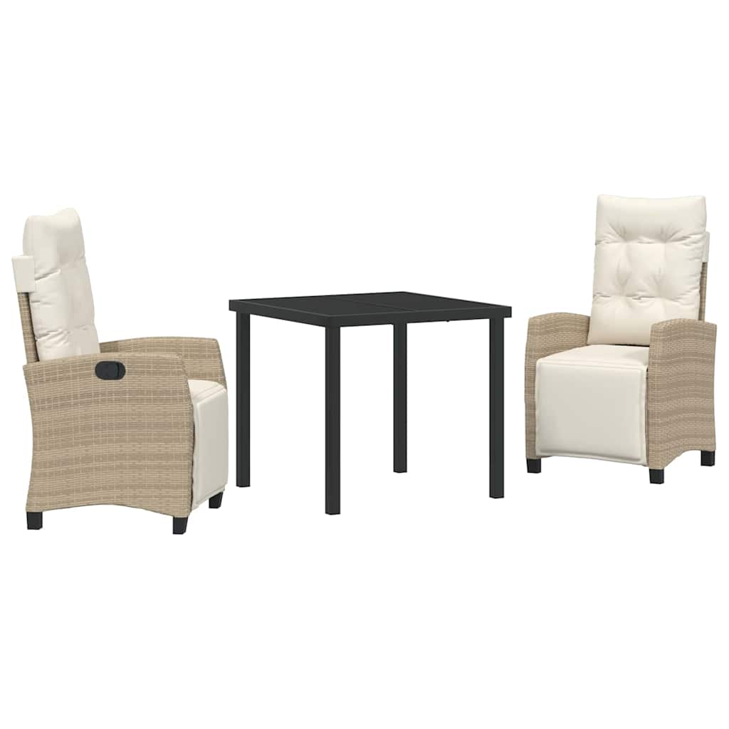 Garten Essgruppe mit Kissen 3 pcs Beige Poly-Rattan