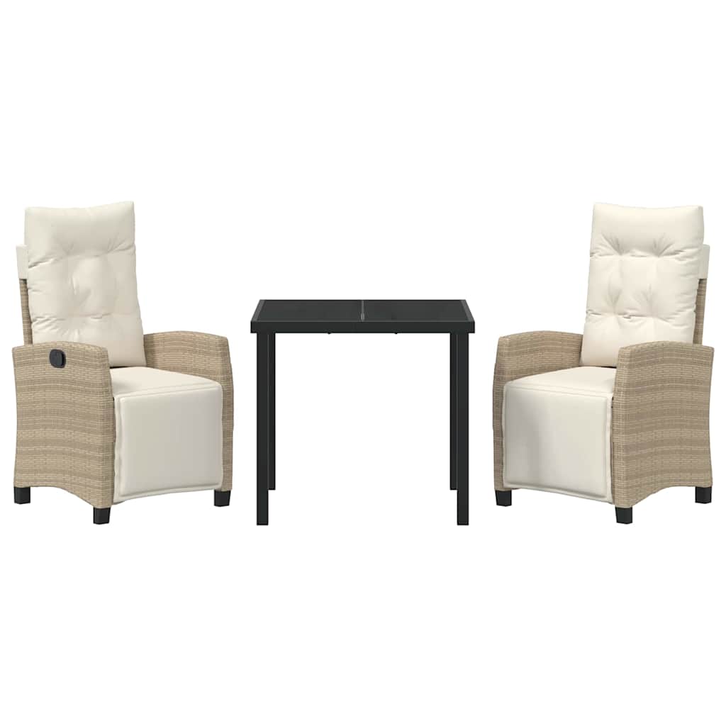 Garten Essgruppe mit Kissen 3 pcs Beige Poly-Rattan