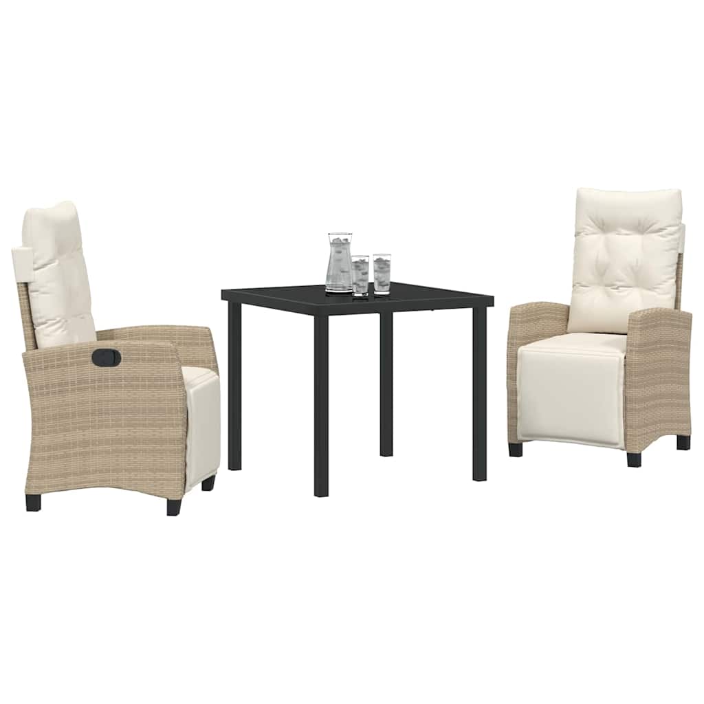 Garten Essgruppe mit Kissen 3 pcs Beige Poly-Rattan