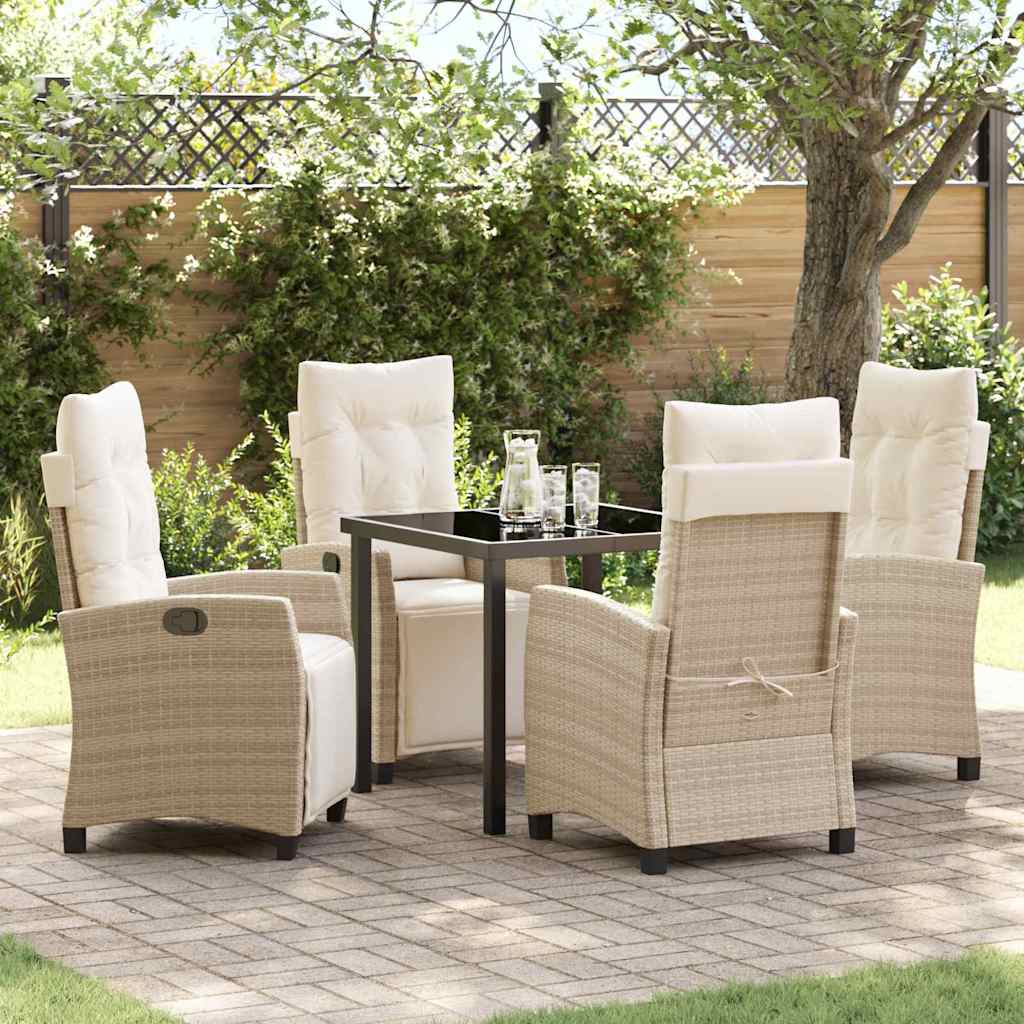 Garten Essgruppe mit Kissen 5 pcs Beige Poly-Rattan