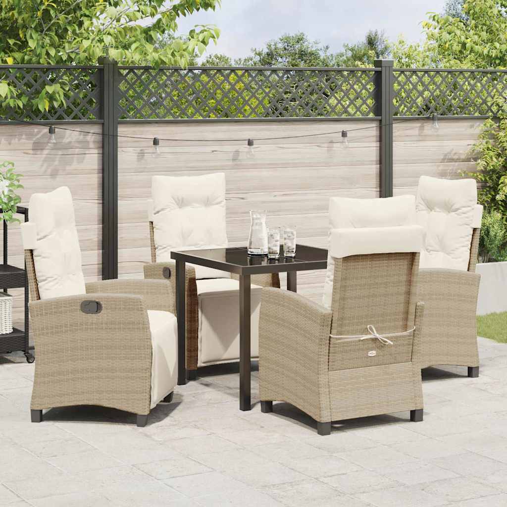 Garten Essgruppe mit Kissen 5 pcs Beige Poly-Rattan