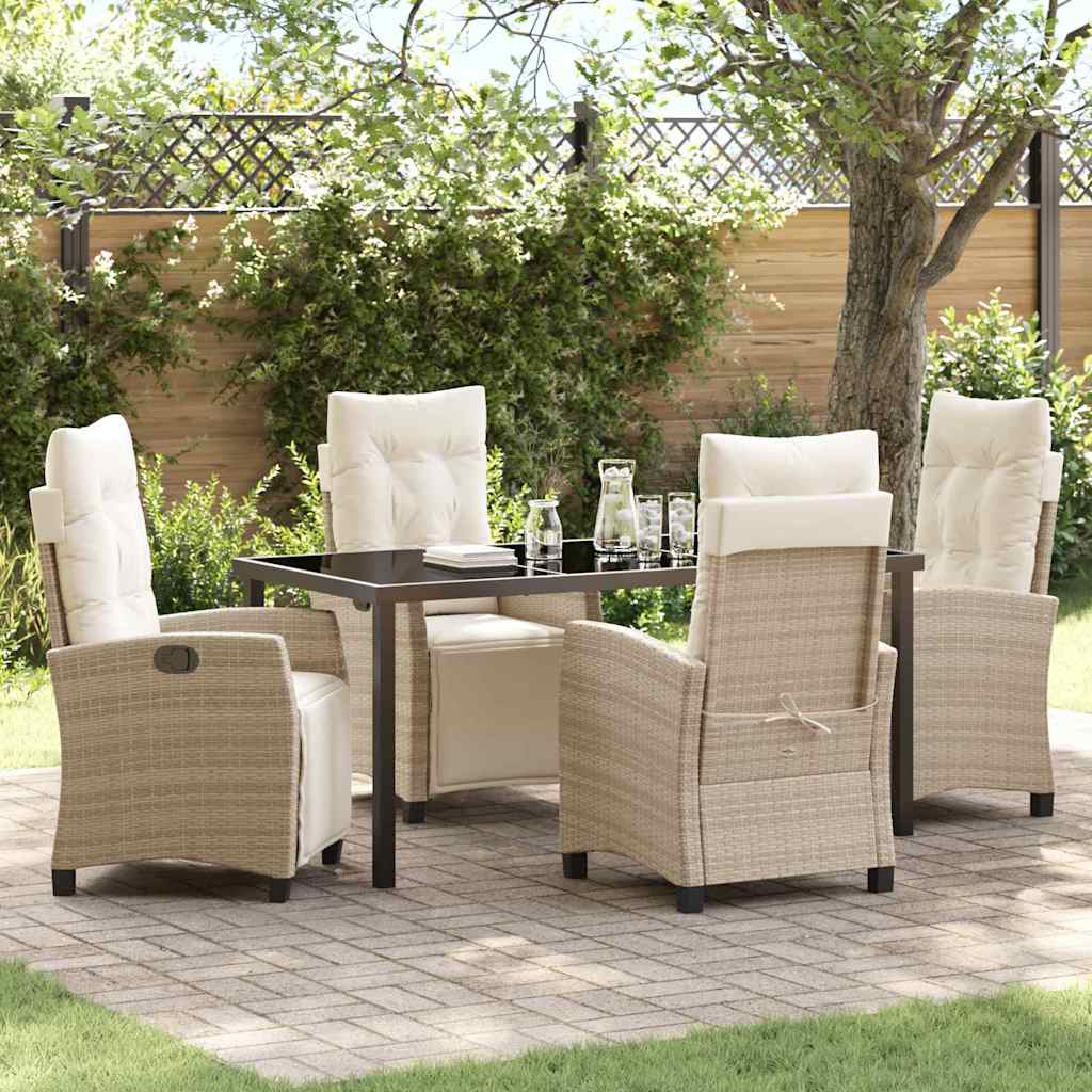 Garten Essgruppe mit Kissen 5 pcs Beige Poly-Rattan