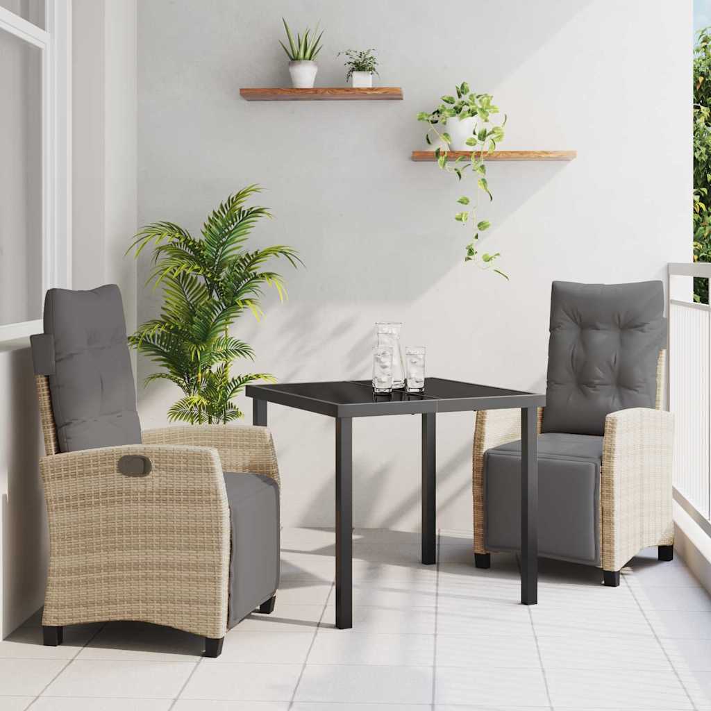 Garten Essgruppe mit Kissen 3 pcs Beige Poly-Rattan