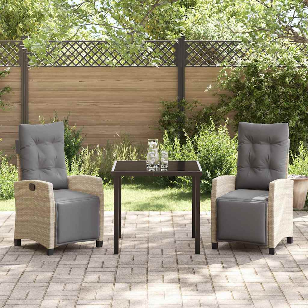 Garten Essgruppe mit Kissen 3 pcs Beige Poly-Rattan