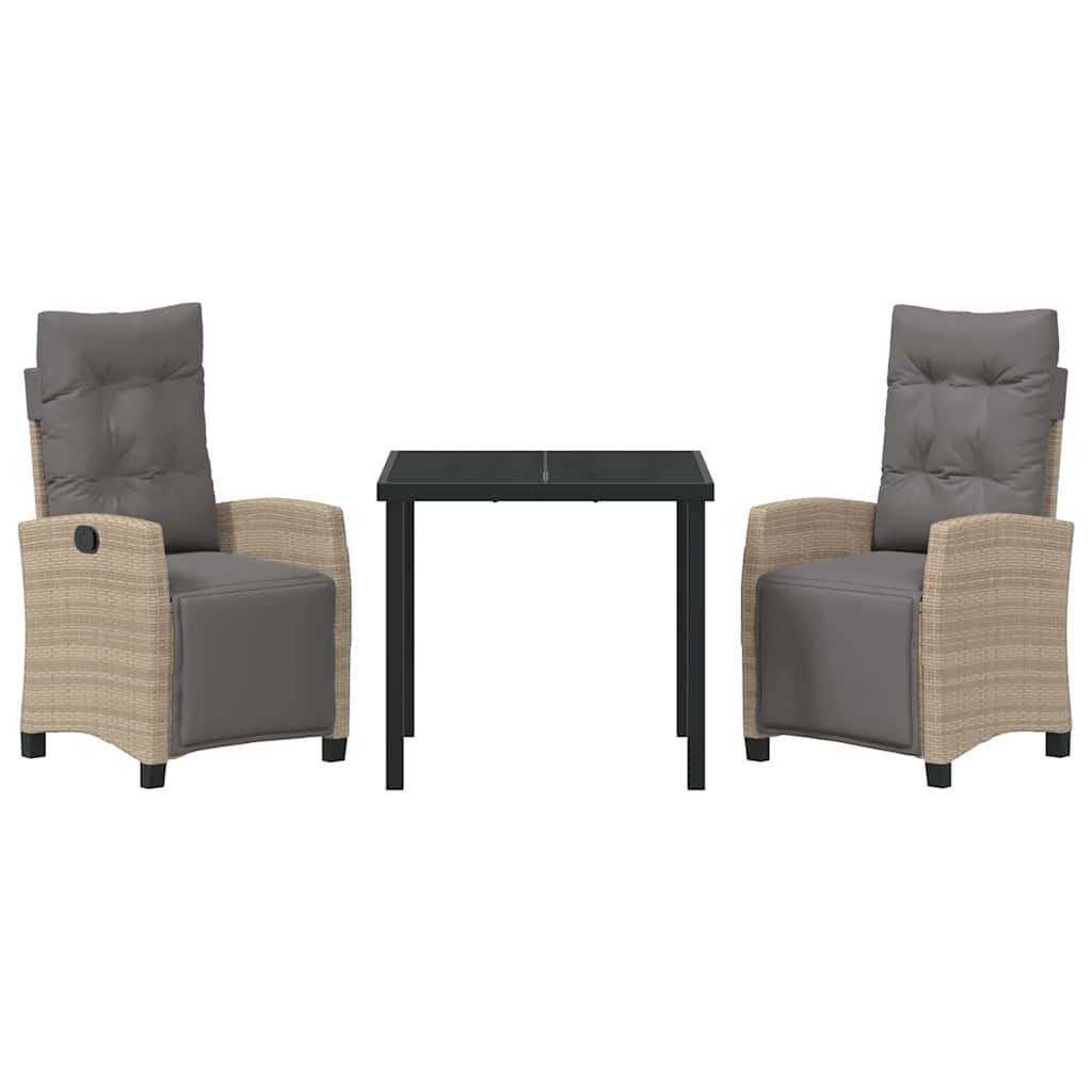 Garten Essgruppe mit Kissen 3 pcs Beige Poly-Rattan