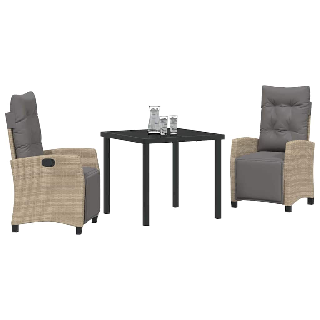 Garten Essgruppe mit Kissen 3 pcs Beige Poly-Rattan