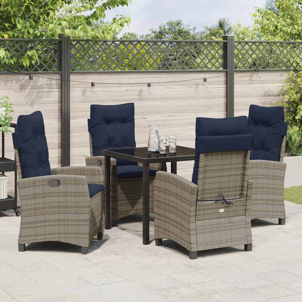 Garten Essgruppe mit Kissen 5 pcs Grau Poly-Rattan