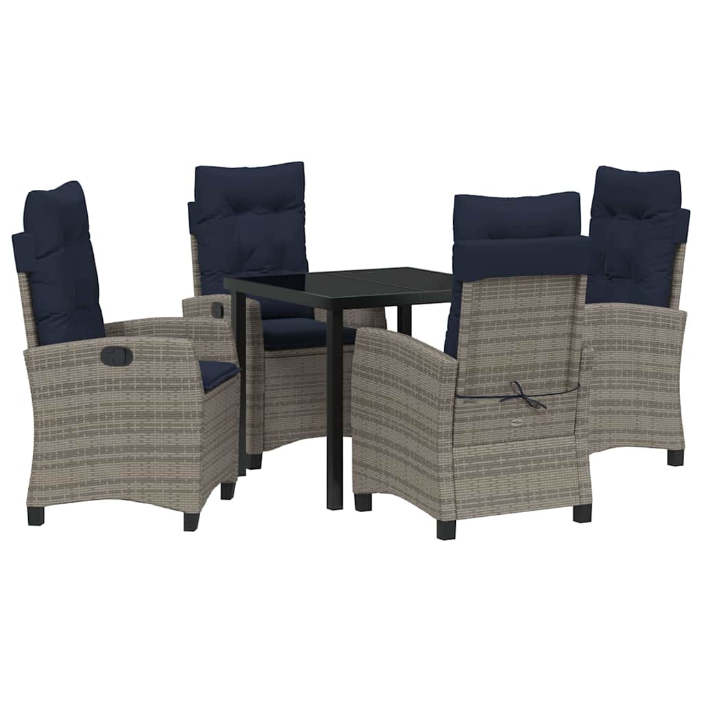 Garten Essgruppe mit Kissen 5 pcs Grau Poly-Rattan