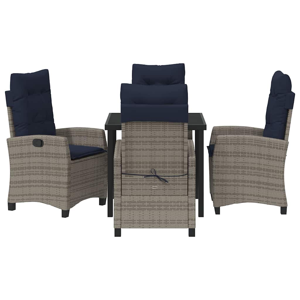 Garten Essgruppe mit Kissen 5 pcs Grau Poly-Rattan